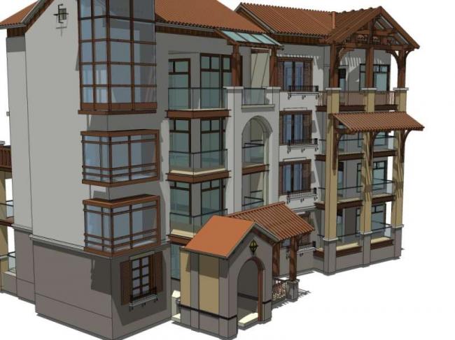 Sketchup住宅模型|多层住宅,欧式古典风格 Sketchup住宅模型|多层住宅,欧式古典风格