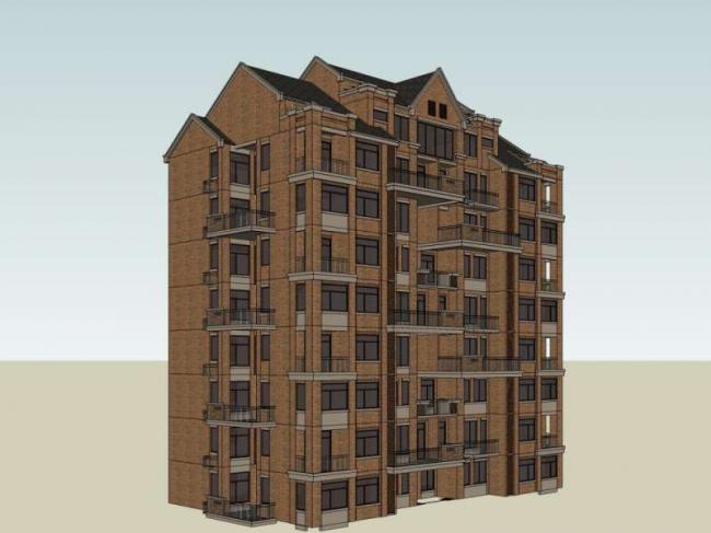 Sketchup住宅模型|多层住宅,英式古典风格 Sketchup住宅模型|多层住宅,英式古典风格