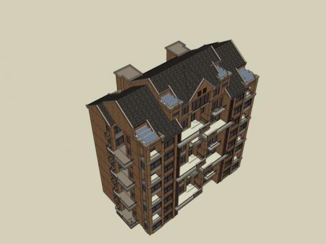 Sketchup住宅模型|多层住宅,英式古典风格 Sketchup住宅模型|多层住宅,英式古典风格