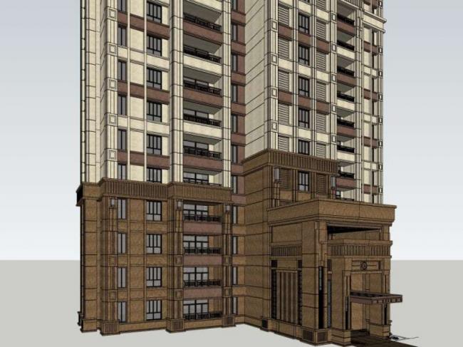 Sketchup住宅模型|超高层住宅,古典风格 Sketchup住宅模型|超高层住宅,古典风格