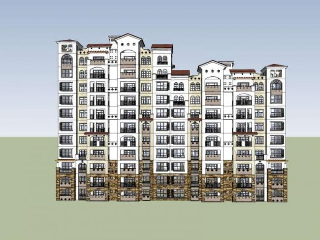 Sketchup住宅模型|高层住宅,古典风格 Sketchup住宅模型|高层住宅,古典风格