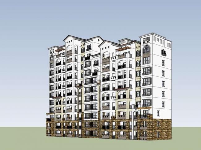 Sketchup住宅模型|高层住宅,古典风格 Sketchup住宅模型|高层住宅,古典风格
