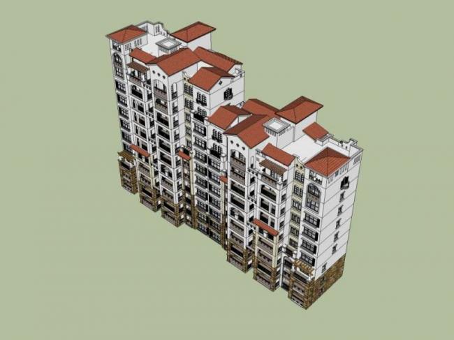 Sketchup住宅模型|高层住宅,古典风格 Sketchup住宅模型|高层住宅,古典风格