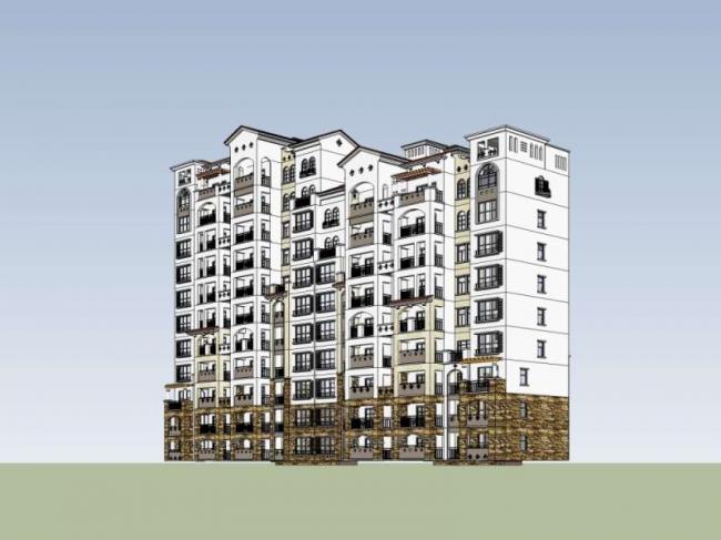 Sketchup住宅模型|高层住宅,古典风格 Sketchup住宅模型|高层住宅,古典风格