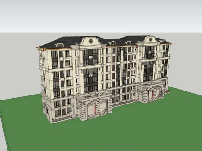 Sketchup住宅模型|多层住宅,欧式风格 Sketchup住宅模型|多层住宅,欧式风格