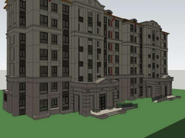 Sketchup住宅模型|多层住宅,欧式风格 Sketchup住宅模型|多层住宅,欧式风格