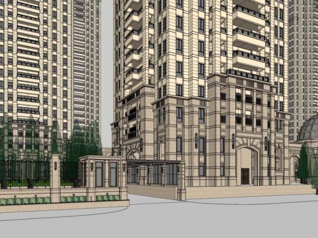 Sketchup住宅模型|高层住宅,古典风格 Sketchup住宅模型|高层住宅,古典风格