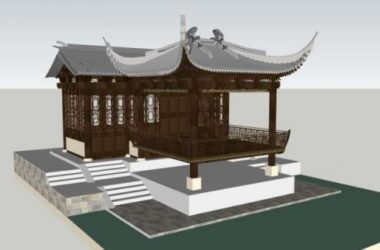 Sketchup古建筑模型|多层戏台,中式风格,古建-BIM建筑网