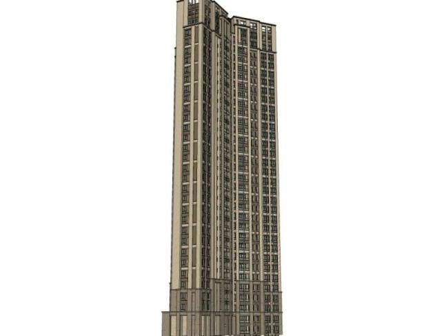 Sketchup住宅模型|超高层住宅楼,古典风格 Sketchup住宅模型|超高层住宅楼,古典风格