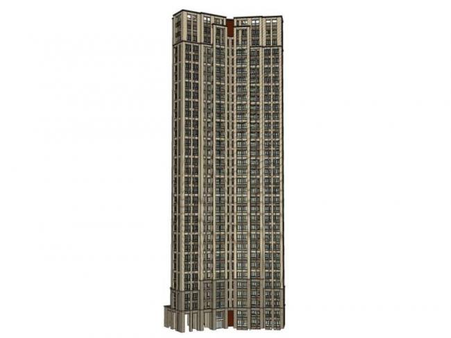 Sketchup住宅模型|超高层住宅楼,古典风格 Sketchup住宅模型|超高层住宅楼,古典风格