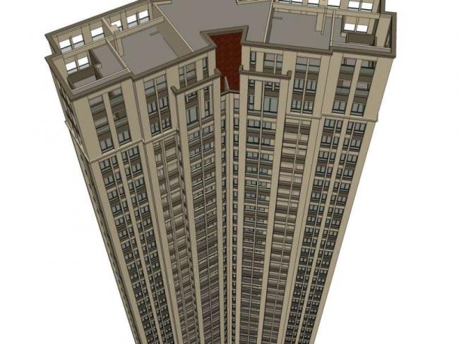 Sketchup住宅模型|超高层住宅楼,古典风格 Sketchup住宅模型|超高层住宅楼,古典风格