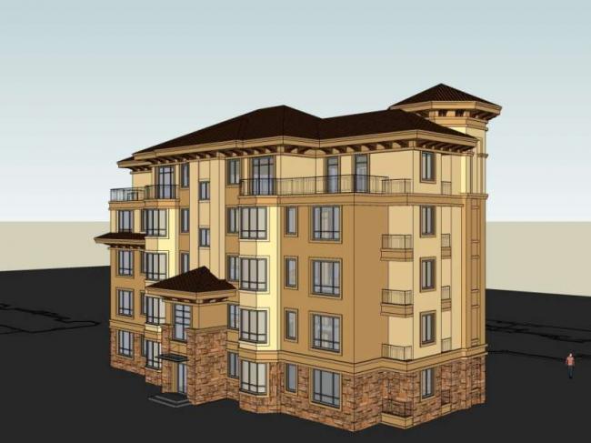 Sketchup住宅模型|多层住宅楼,古典风格 Sketchup住宅模型|多层住宅楼,古典风格