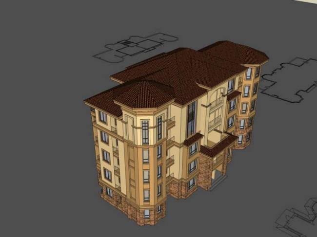 Sketchup住宅模型|多层住宅楼,古典风格 Sketchup住宅模型|多层住宅楼,古典风格