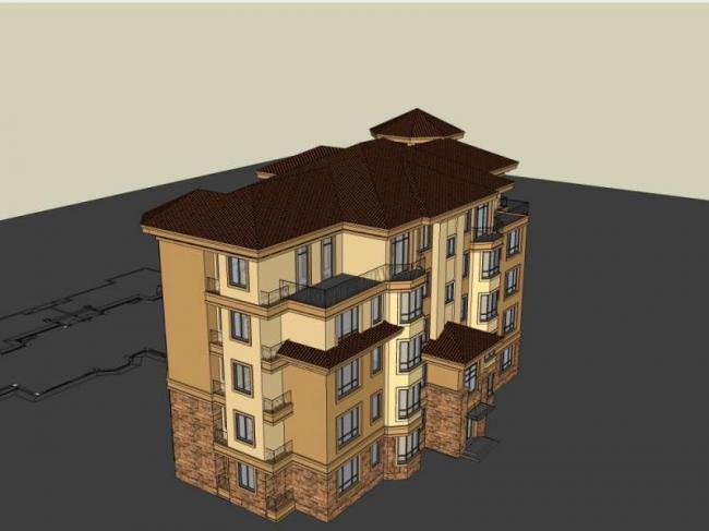Sketchup住宅模型|多层住宅楼,古典风格 Sketchup住宅模型|多层住宅楼,古典风格