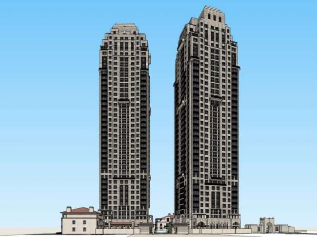 Sketchup住宅模型|超高层住宅楼,古典风格 Sketchup住宅模型|超高层住宅楼,古典风格
