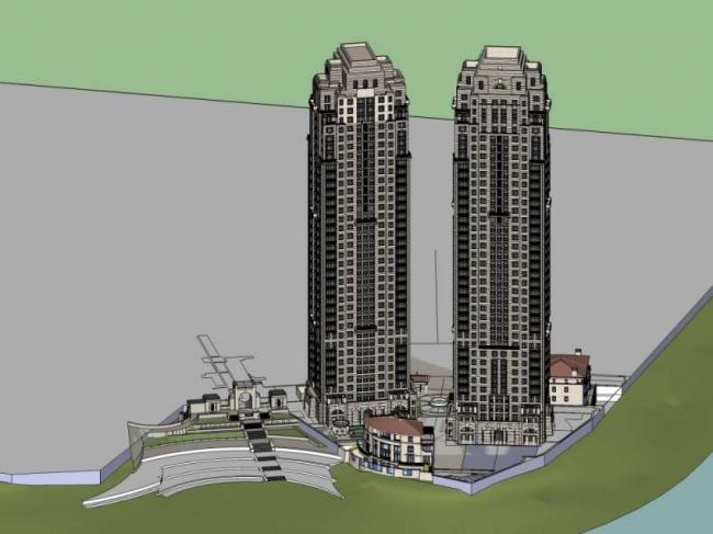 Sketchup住宅模型|超高层住宅楼,古典风格 Sketchup住宅模型|超高层住宅楼,古典风格