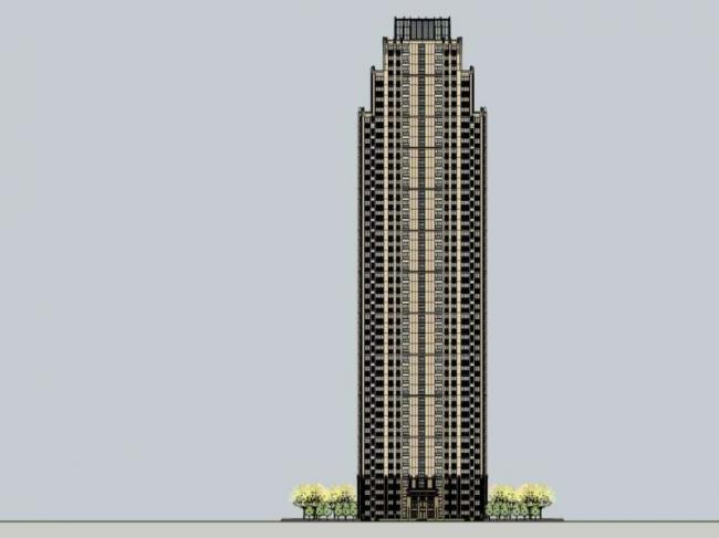 Sketchup住宅模型|超高层住宅楼,古典风格 Sketchup住宅模型|超高层住宅楼,古典风格