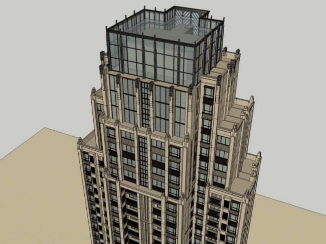 Sketchup住宅模型|超高层住宅楼,古典风格 Sketchup住宅模型|超高层住宅楼,古典风格
