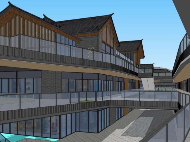 Sketchup商业模型|多层商业街,中式风格 Sketchup商业模型|多层商业街,中式风格