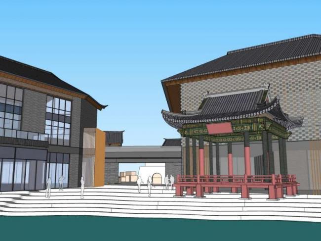 Sketchup商业模型|多层商业街,中式风格 Sketchup商业模型|多层商业街,中式风格