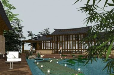 Sketchup酒店模型|酒店庭院,中式风格-BIM建筑网