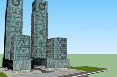 Sketchup办公模型|超高层办公楼,底层商业,现代风格-BIM建筑网