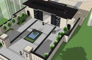 Sketchup住宅模型|小区入口,现代中式风格-BIM建筑网