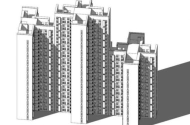 Sketchup住宅模型|十字平面联排高层住宅,现代风格-BIM建筑网