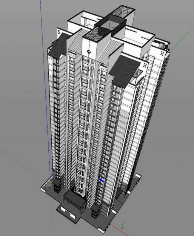 Sketchup住宅模型|超高层住宅楼,现代中式 Sketchup住宅模型|超高层住宅楼,现代中式
