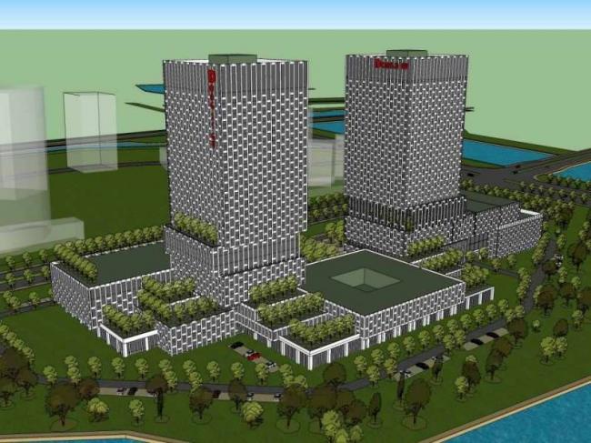 Sketchup办公模型|高层办公楼,商业,现代风格-BIM建筑网