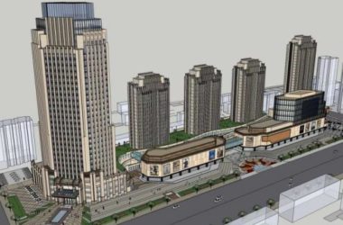 Sketchup办公模型|某总部基地办公楼设计,高层办公楼,古典风格-BIM建筑网