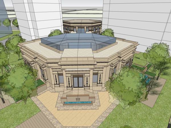 Sketchup住宅模型|多层小区入口,古典风格 Sketchup住宅模型|多层小区入口,古典风格