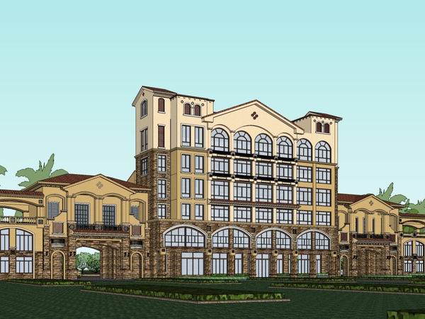 Sketchup酒店模型|多层酒店,古典风格 Sketchup酒店模型|多层酒店,古典风格