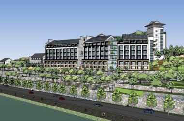 Sketchup酒店模型|多层山地酒店,古典风格-BIM建筑网