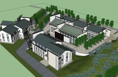 Sketchup商业模型|多层徽派商业服务区,现代中式风格-BIM建筑网