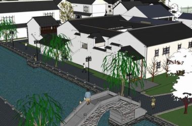 Sketchup商业模型|多层商业街,中式现代-BIM建筑网