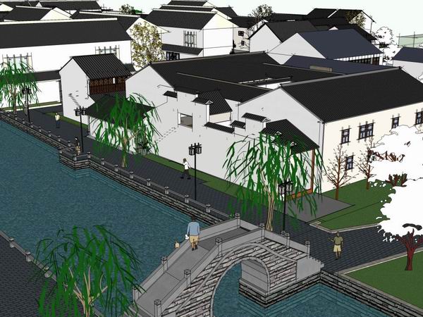 Sketchup商业模型|多层商业街,中式现代 Sketchup商业模型|多层商业街,中式现代
