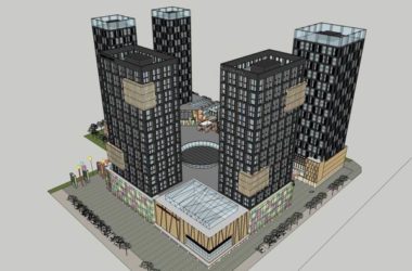 Sketchup综合体模型|多高层综合体,办公楼,酒店,购物中心,商业,现代风格-BIM建筑网