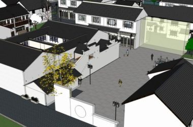 Sketchup住宅模型|多层江南水乡住宅,现代中式风格-BIM建筑网