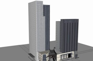 Sketchup综合体模型|多高层综合体,办公写字楼,底层商业,现代风格-BIM建筑网