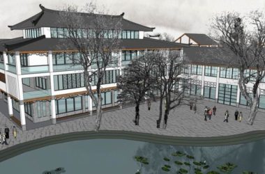Sketchup商业模型|多层商业街,步行街,现代中式风格-BIM建筑网