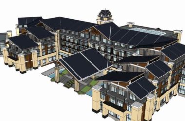 Sketchup酒店模型|多层温泉酒店,现代中式风格-BIM建筑网