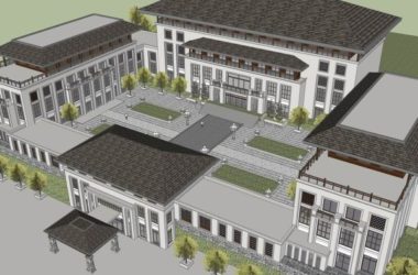 Sketchup景观模型|多层四合院落景观,中式风格-BIM建筑网