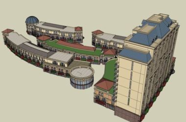 Sketchup综合体模型|多高层综合体,办公楼,商业街,住宅,古典风格-BIM建筑网