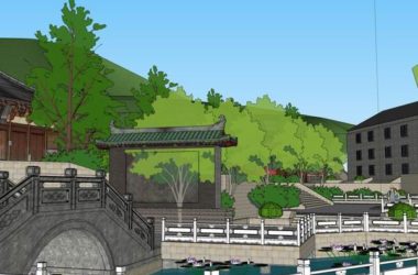 Sketchup古建筑模型|清阳观,多层道观,中式风格,古建-BIM建筑网