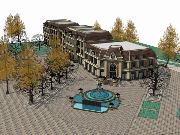 Sketchup商业模型|多层商业街,古典风格 Sketchup商业模型|多层商业街,古典风格