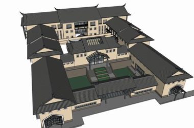Sketchup酒店模型|多层酒店,现代中式风格-BIM建筑网