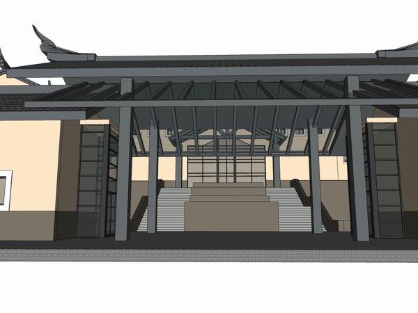 Sketchup酒店模型|多层酒店,现代中式风格 Sketchup酒店模型|多层酒店,现代中式风格