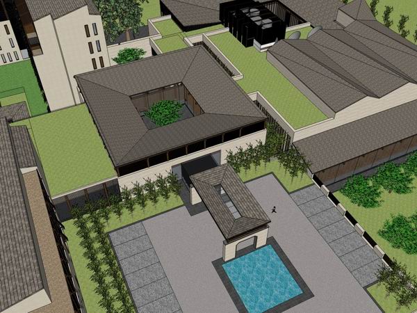Sketchup酒店模型|多层酒店,现代中式风格 Sketchup酒店模型|多层酒店,现代中式风格