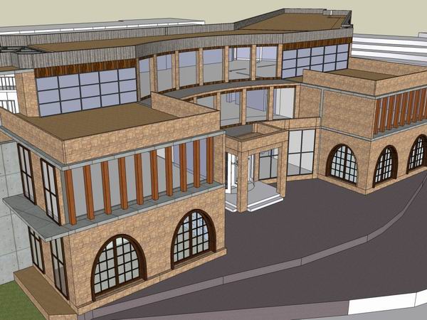 Sketchup酒店模型|多层山地旅馆,古典风格 Sketchup酒店模型|多层山地旅馆,古典风格